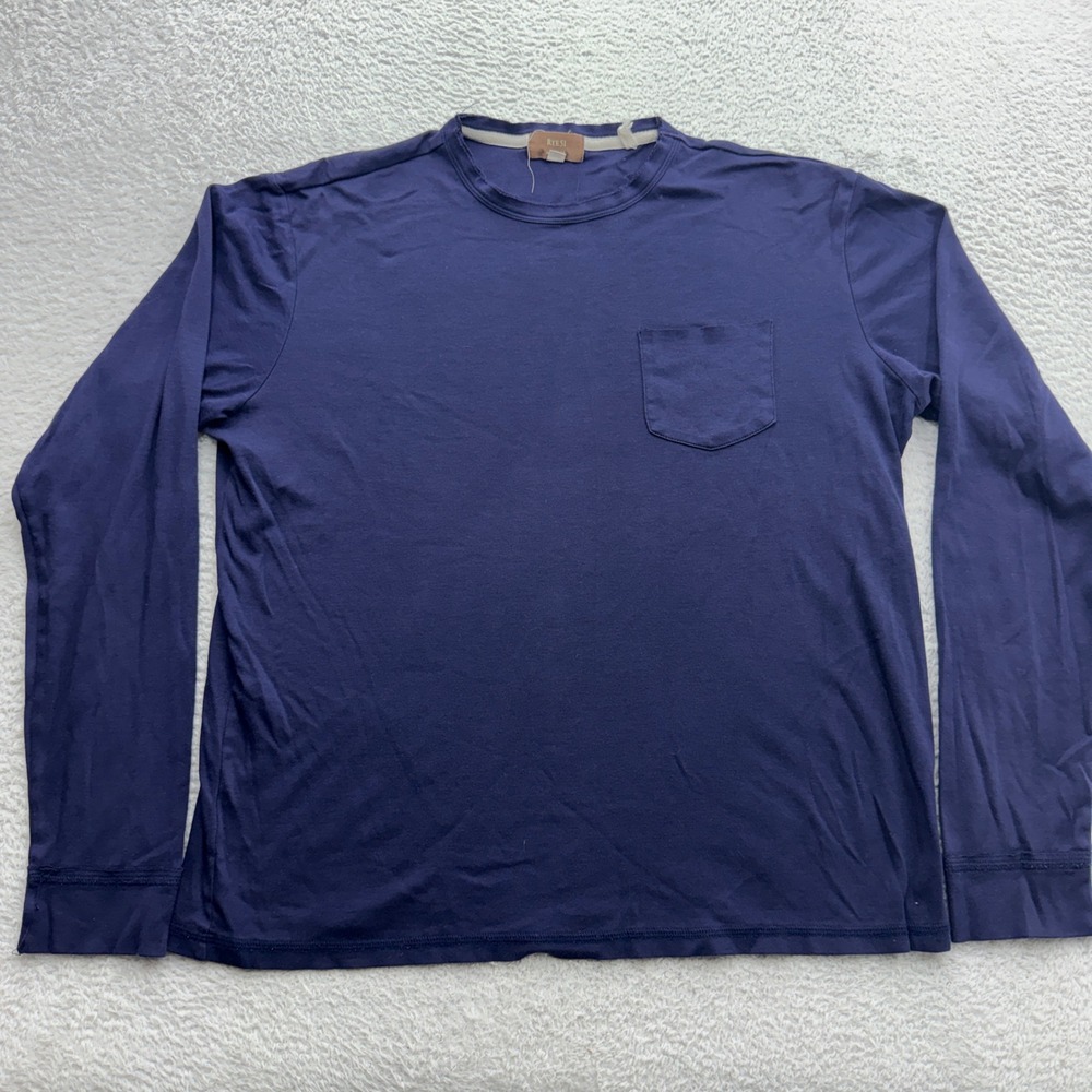 Rye 51 Mens Long Sleeve Pocket T-Shirt Navy Blue Small Batch Cotton Peru Size M